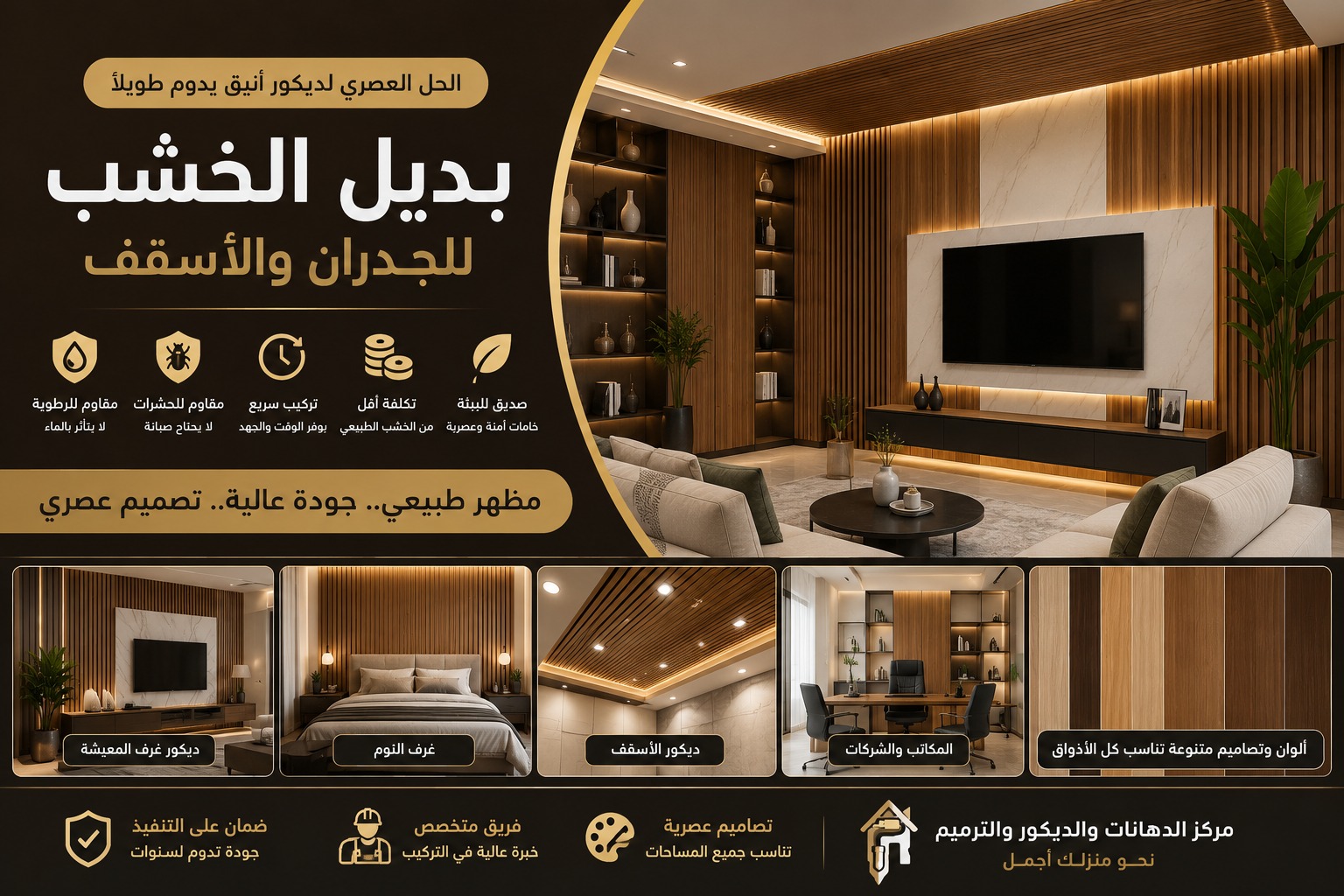 بديل الخشب للجدران والأسقف: المميزات والاستخدامات وأفضل الأفكار لديكور عصري
